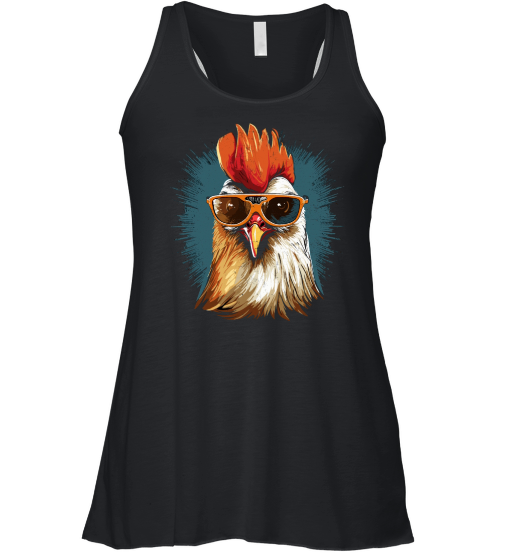 Rooster Chicken Sunglasses Women's Flowy Tank Top