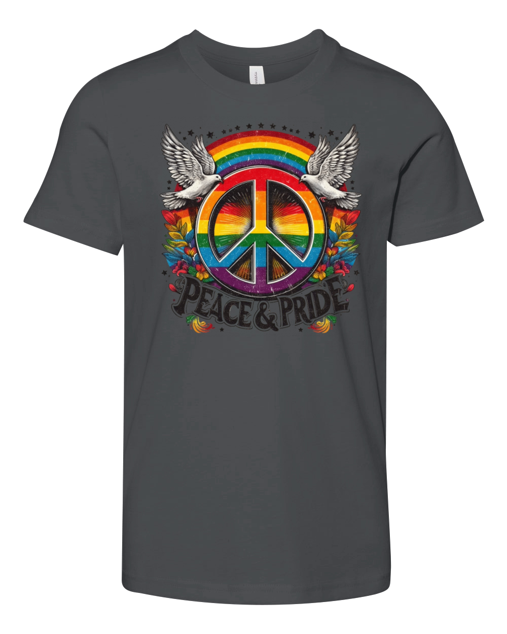 LGBT Pride Month Peace and Pride Design Youth Unisex Jersey Tee