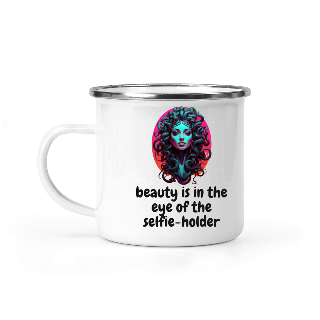 Beauty is in the eye of the selfie-holder Camping Mug