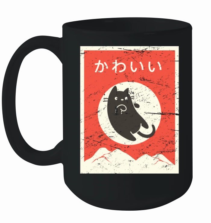 "Kawaii" Retro Kawaii Japanese Cat Neko Ceramic Mug