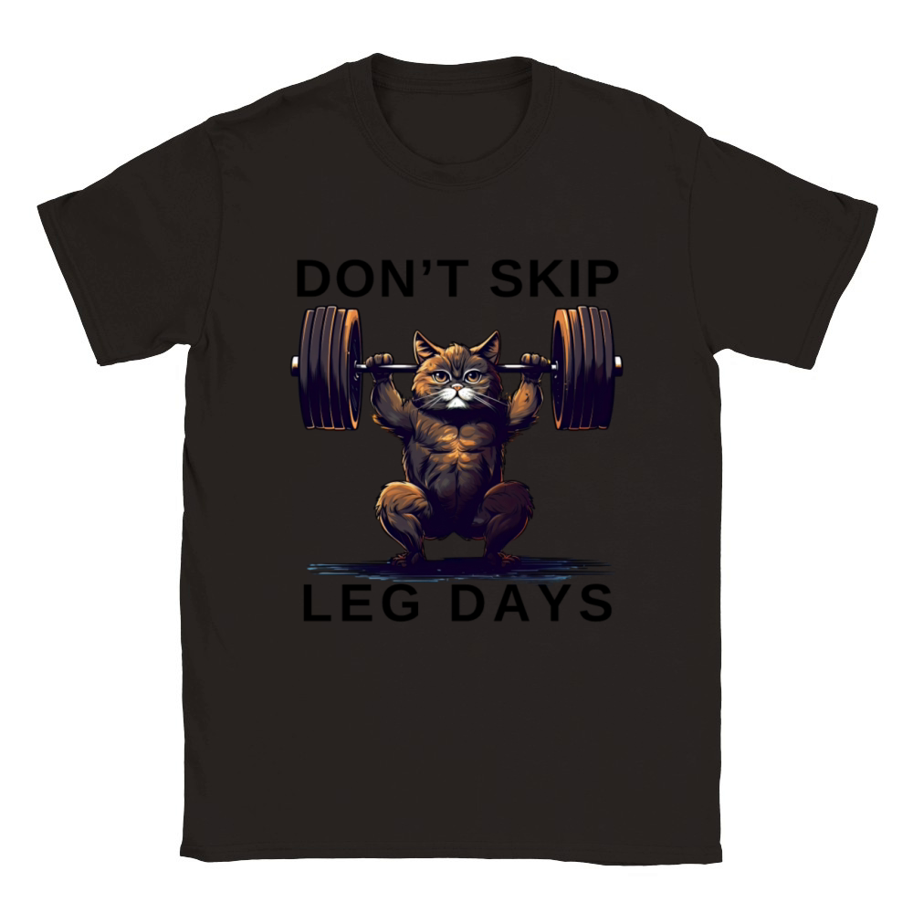 DONT SKIP LEG DAYS Funny Squatting Cat Classic Kids Crewneck T-shirt