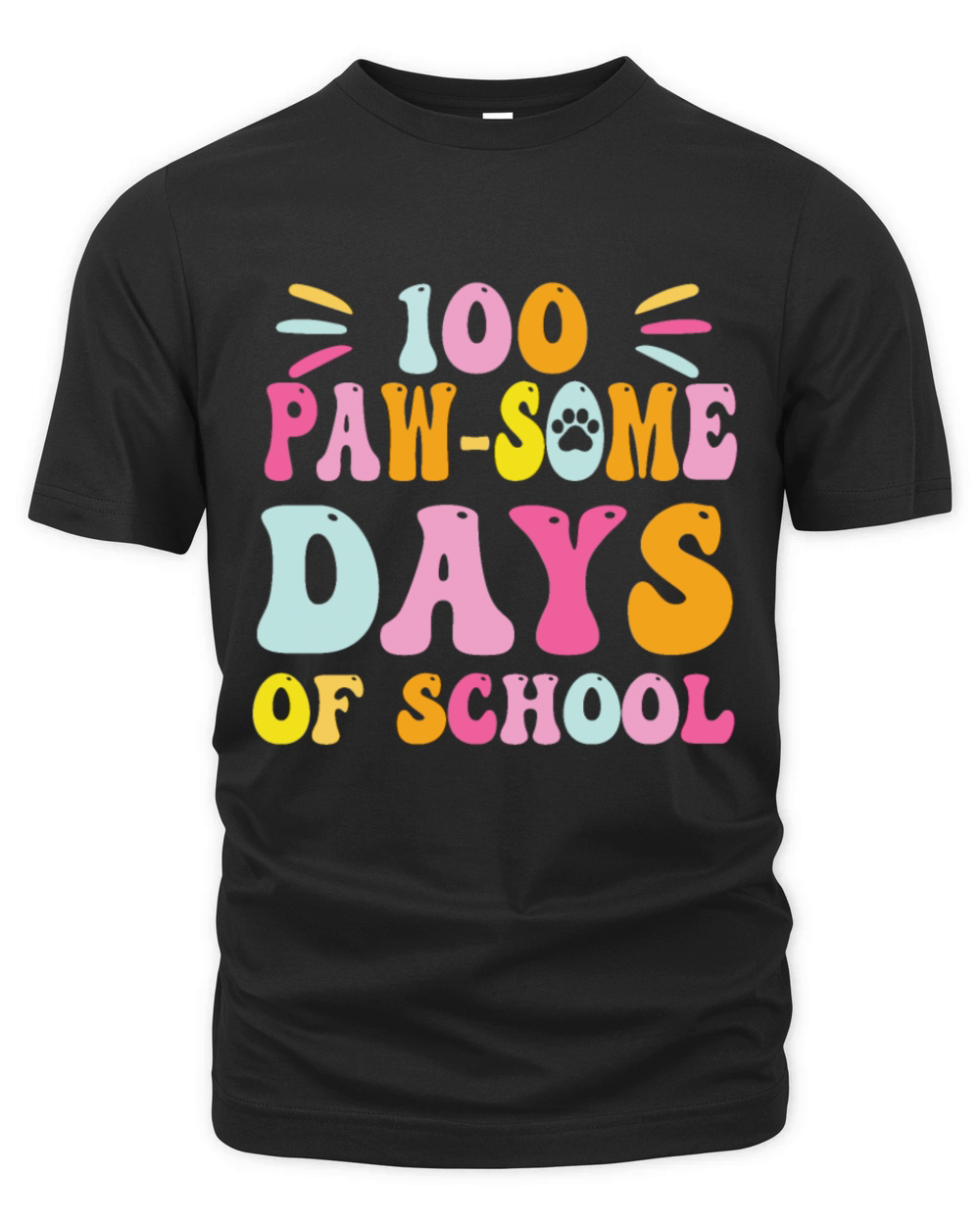 100 Pawsome Days Of School Paw Funny Saying Organic Unisex T-shirt