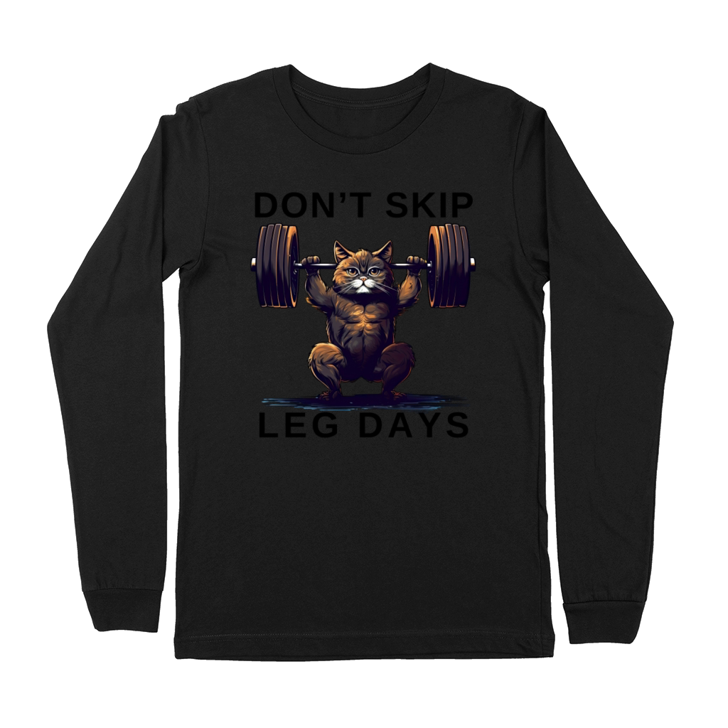 DONT SKIP LEG DAYS Funny Squatting Cat Premium Long Sleeve