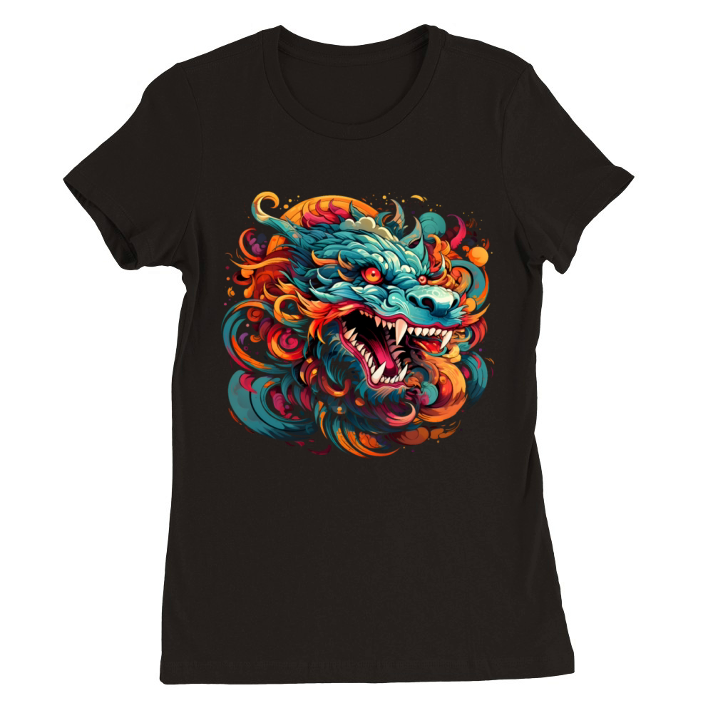 Modern Oriental Dragon Majesty Premium Womens Crewneck T-shirt