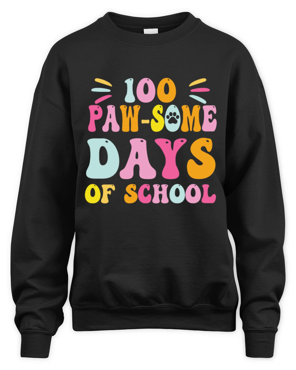 100 Pawsome Days Of School Paw Funny Saying Unisex Premium Crewneck Sweatshirt