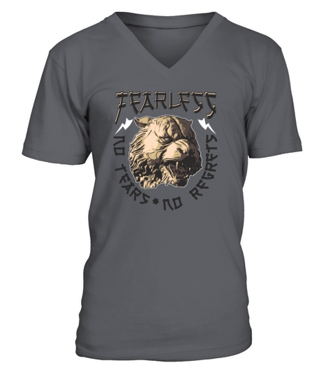 Fearless Bear No Tears No Regrets V-Neck T-shirt