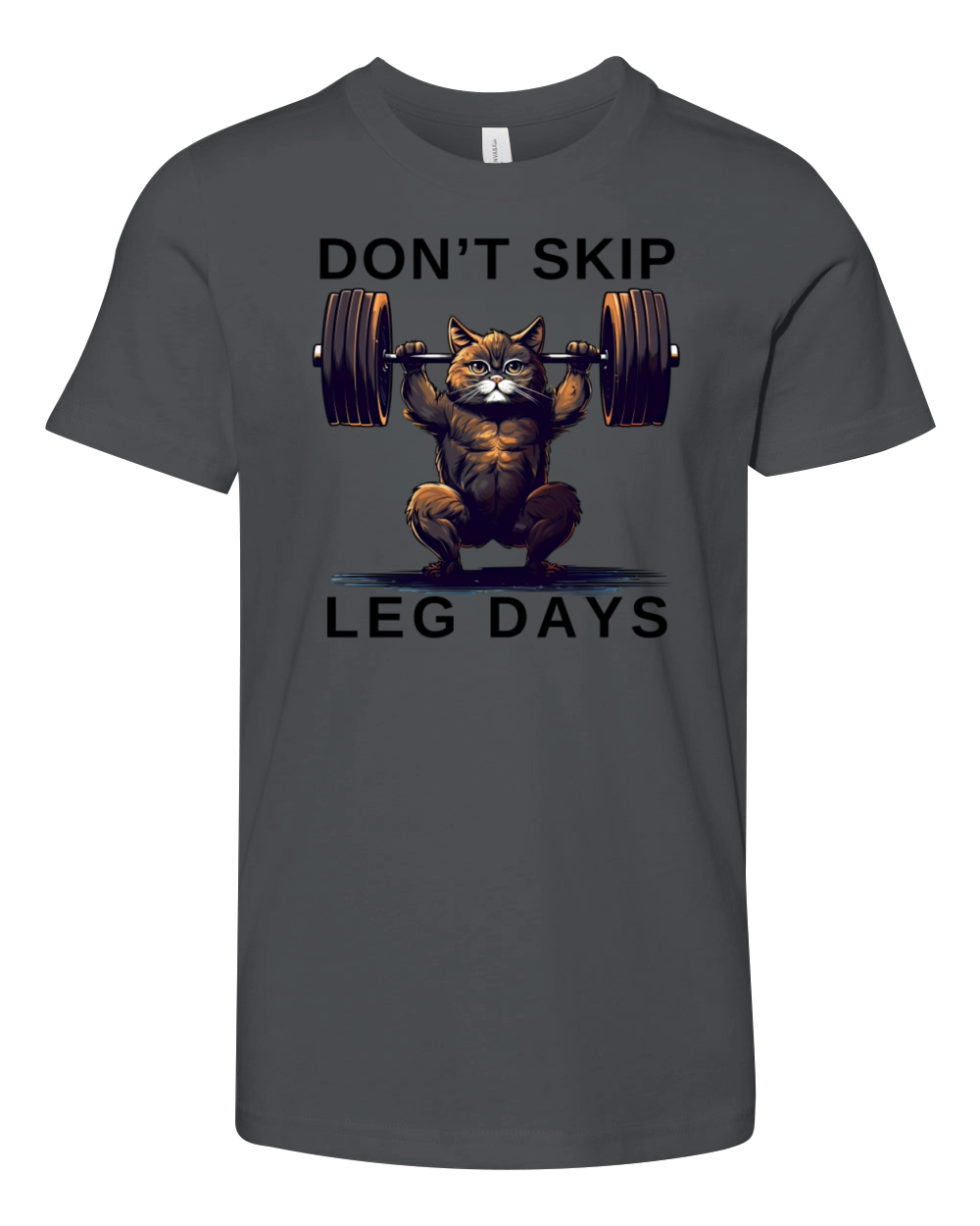 DONT SKIP LEG DAYS Funny Squatting Cat Youth Unisex Jersey Tee