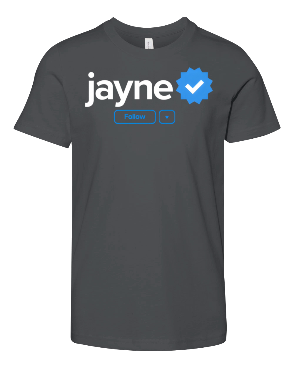 Jayne First Name Verified Badge Social Media Jayne Youth Unisex Jersey Tee