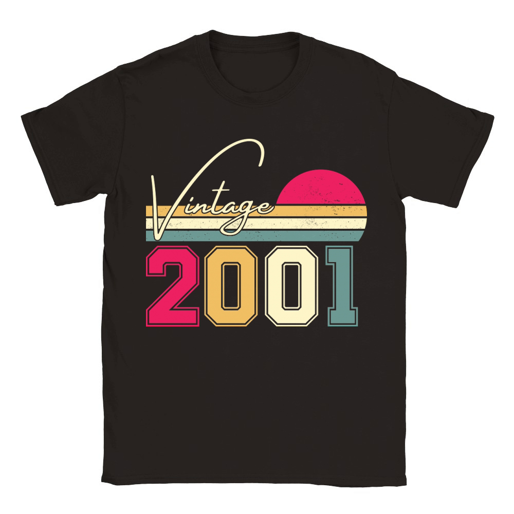Birthday  Vintage Classic Born In 2001 Classic Kids Crewneck T-shirt
