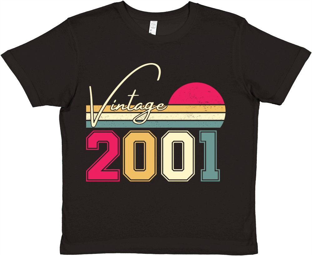 Birthday  Vintage Classic Born In 2001 Premium Kids Crewneck T-shirt