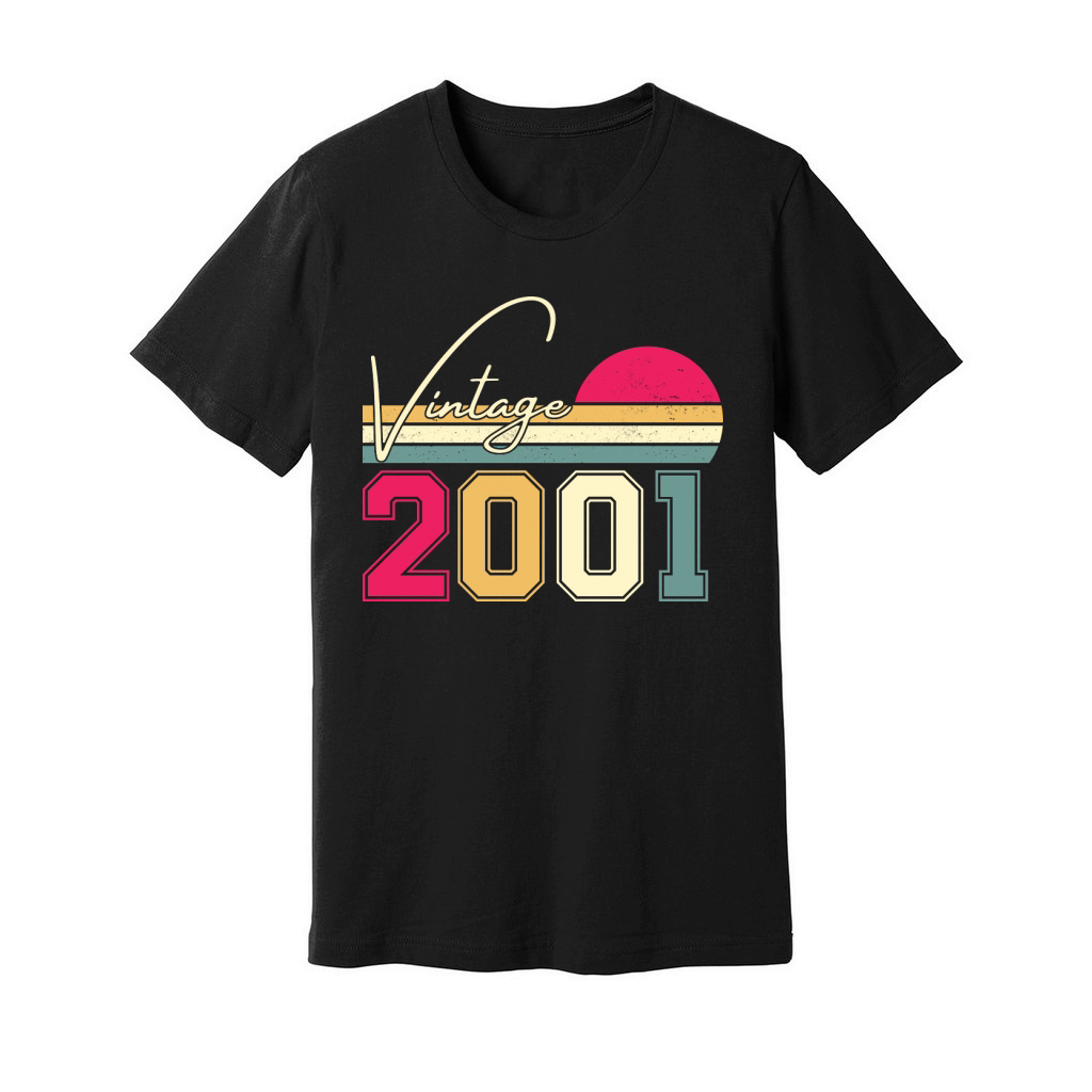 Birthday  Vintage Classic Born In 2001 Unisex Jersey Tee