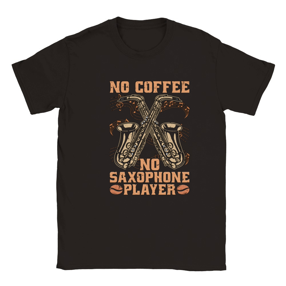 Saxophone Player No Coffee Jazz Music Coffee Lover Classic Kids Crewneck T-shirt