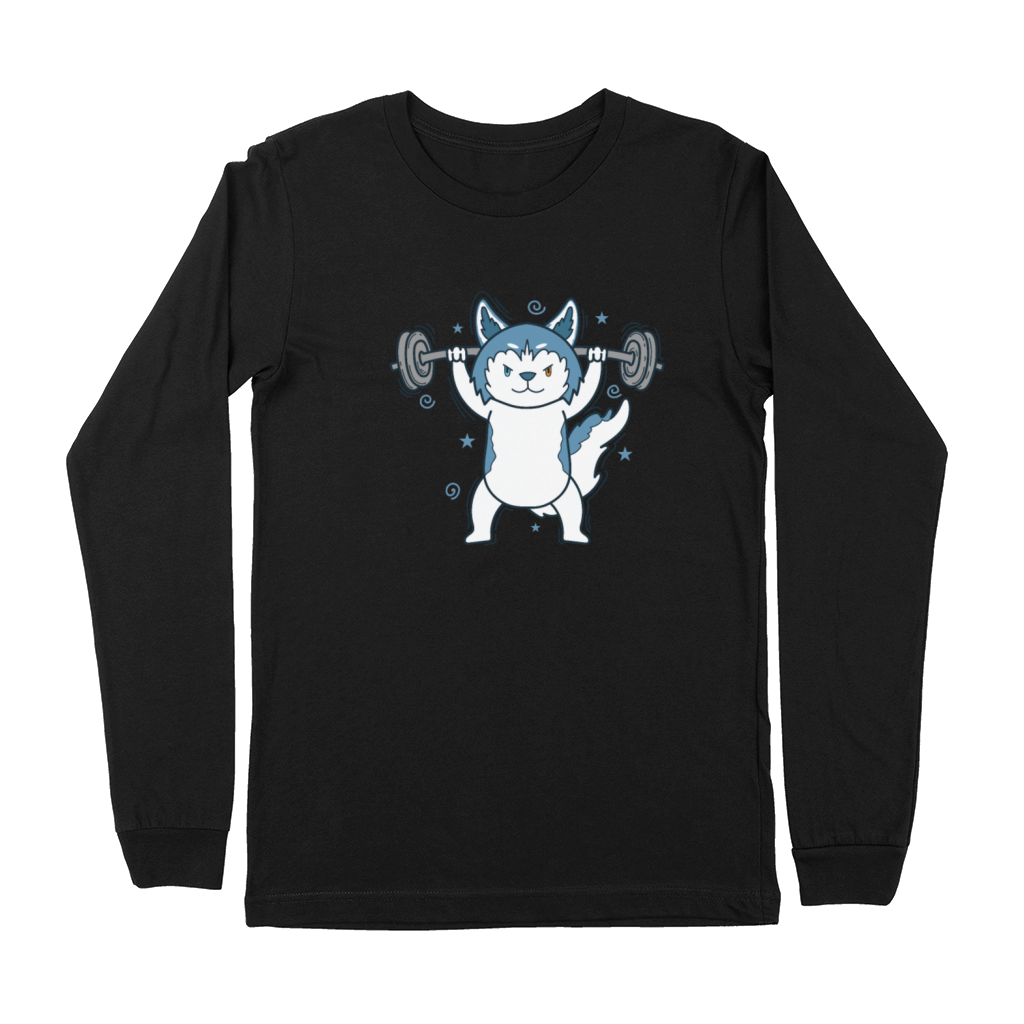 Husky sled Dog lifting Weights Snow Premium Long Sleeve