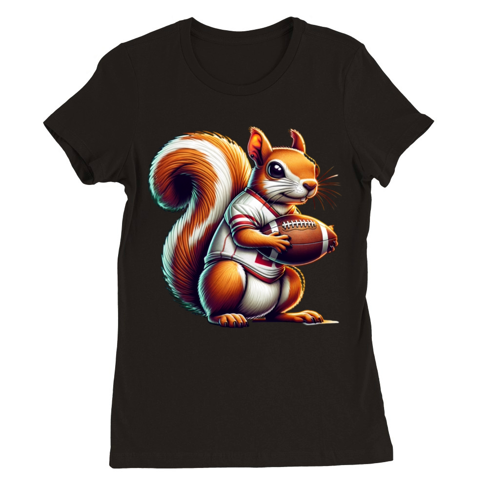 American Football Squirrel Cute Animal Lover Premium Womens Crewneck T-shirt