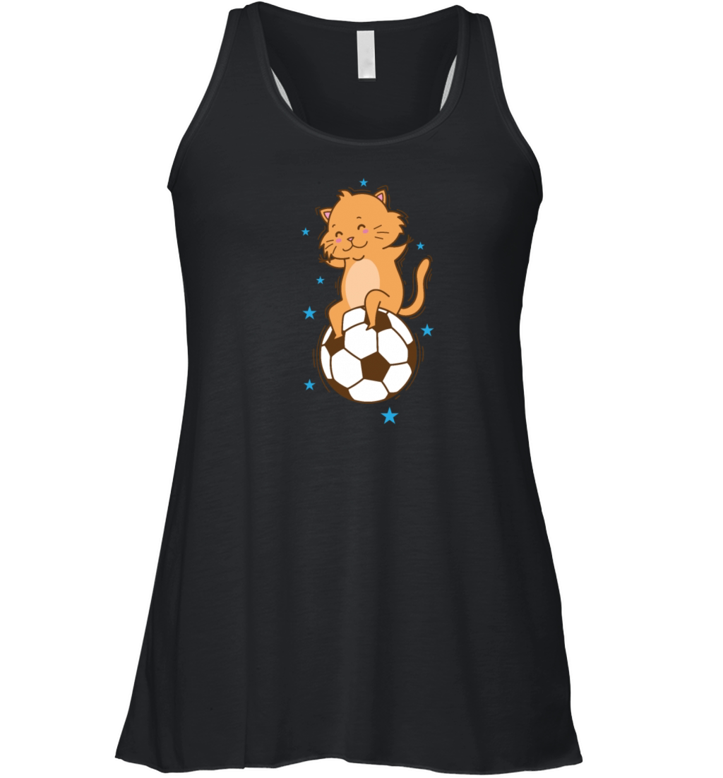 Cat likes Soccer Sport Hobby Pet Women's Flowy Tank Top