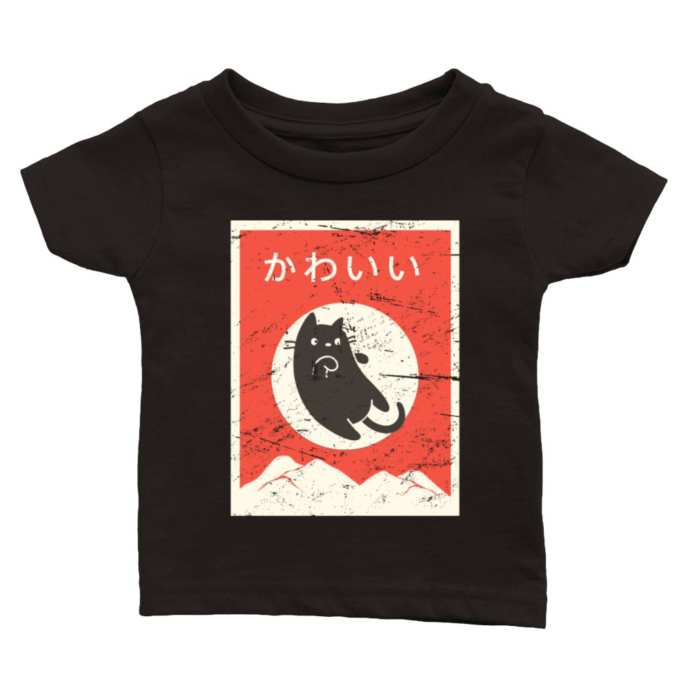 "Kawaii" Retro Kawaii Japanese Cat Neko Classic Baby Crewneck T-shirt