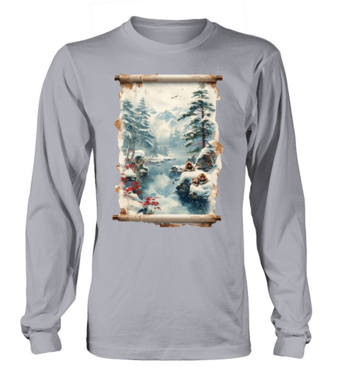 Vintage Animal Macaque Winter Monkey Japanese Art Long sleeved Unisex
