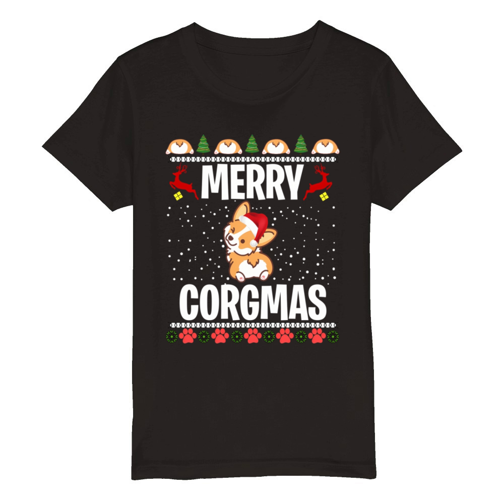 Corgi Ugly Merry Corgmas Santa Corgi Organic Kids Crewneck T-shirt