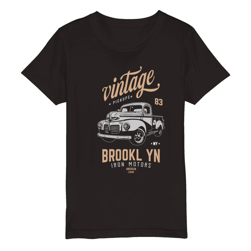 Vintage Classic Hotrods Vector Organic Kids Crewneck T-shirt