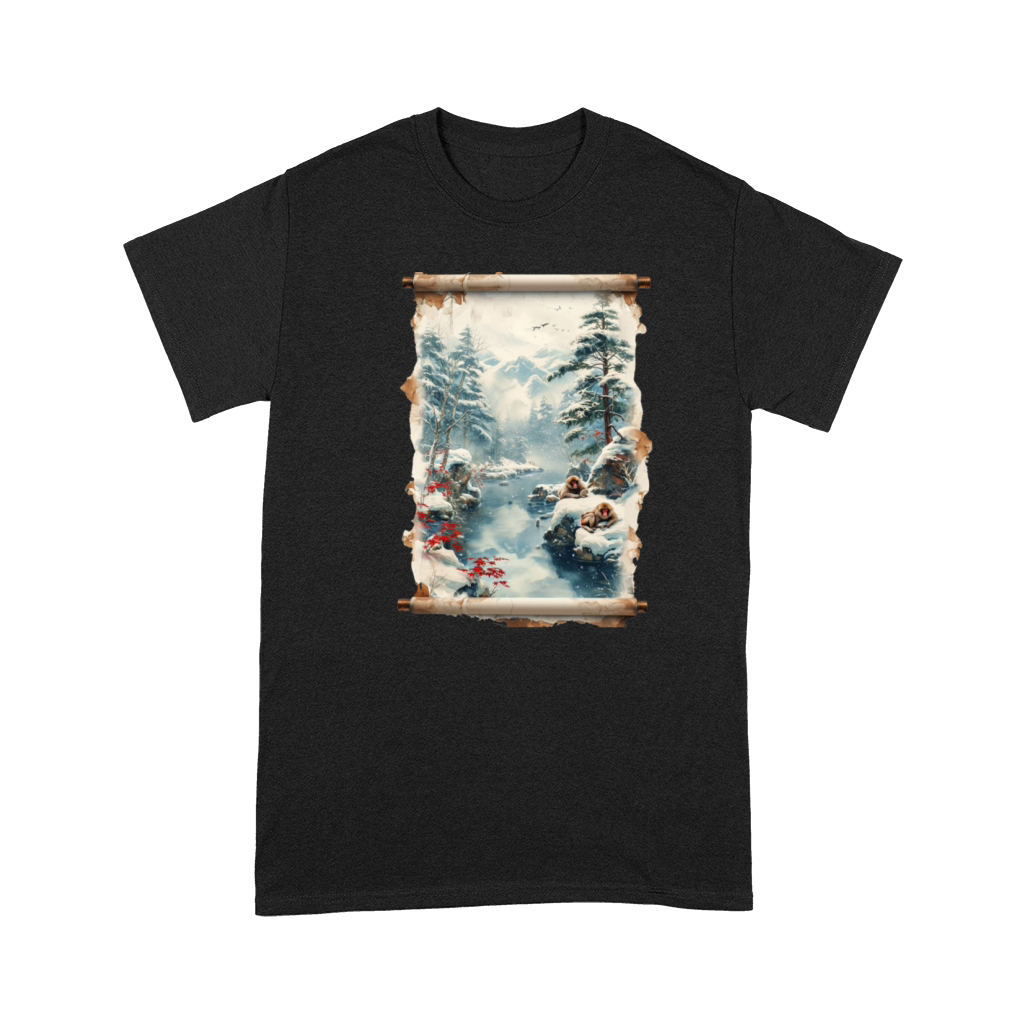 Vintage Animal Macaque Winter Monkey Japanese Art Premium T-shirt