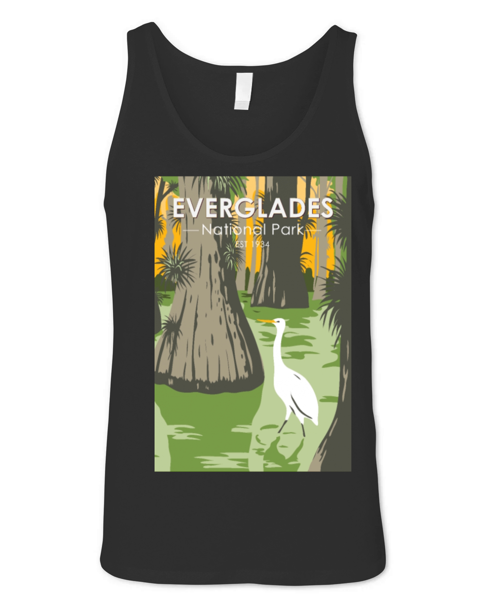 Everglades National Park Florida Egret Vintage Unisex Jersey Tank