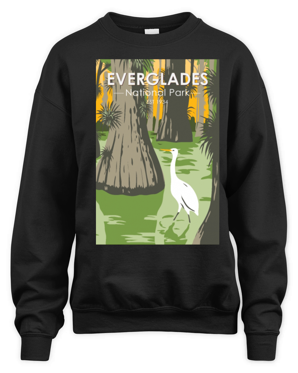 Everglades National Park Florida Egret Vintage Unisex Premium Crewneck Sweatshirt