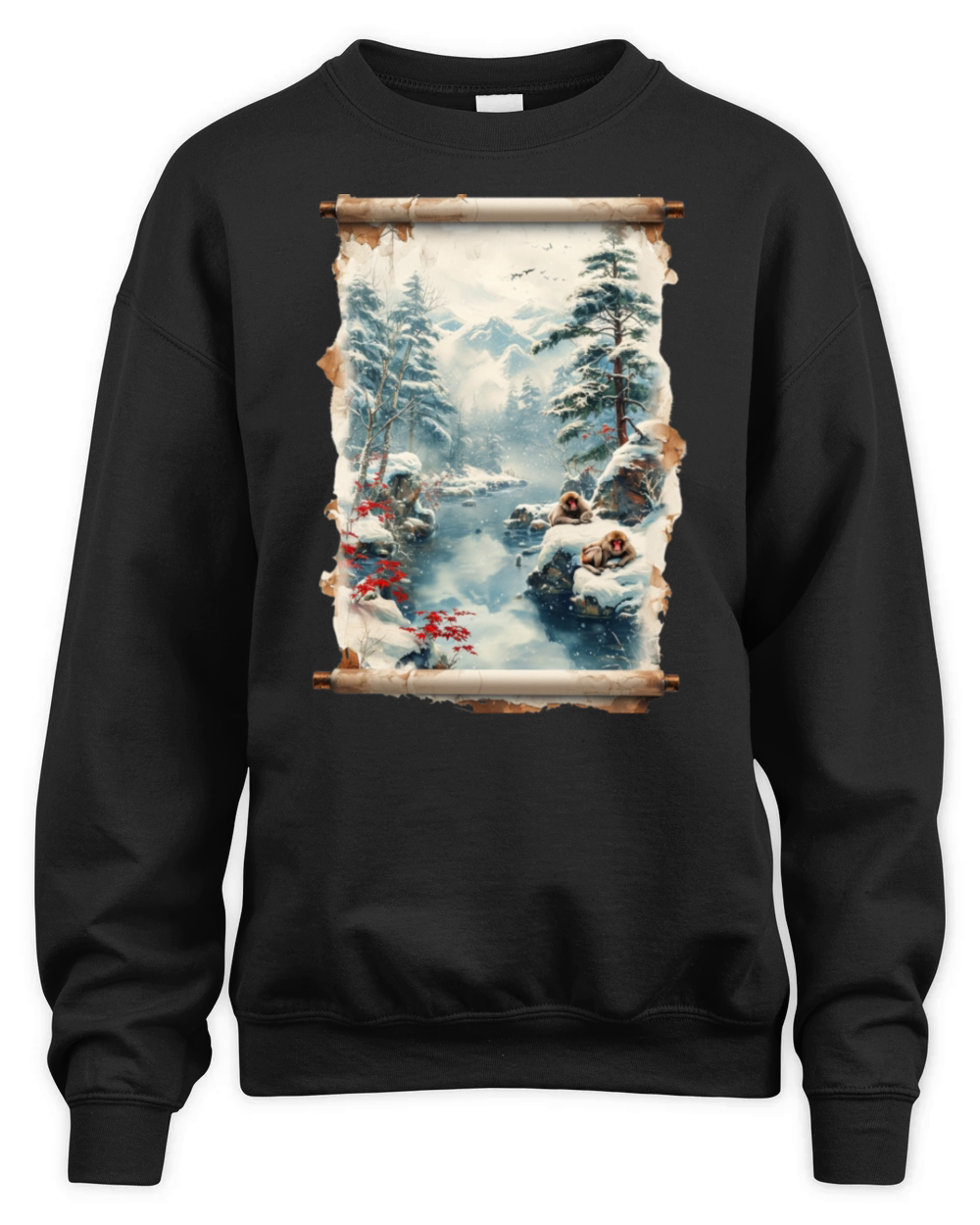 Vintage Animal Macaque Winter Monkey Japanese Art Unisex Premium Crewneck Sweatshirt
