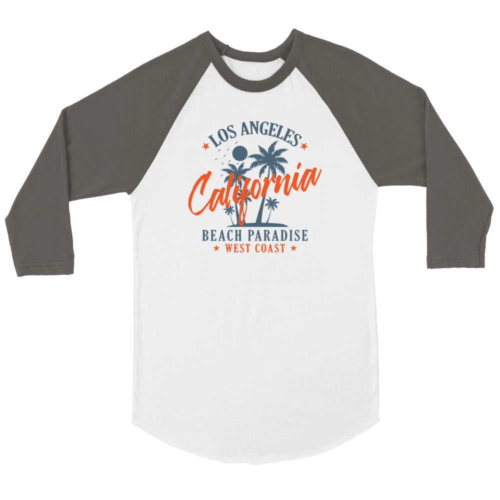Los Angeles California Beach Paradise West Coast Unisex ¾ sleeve Raglan T-shirt