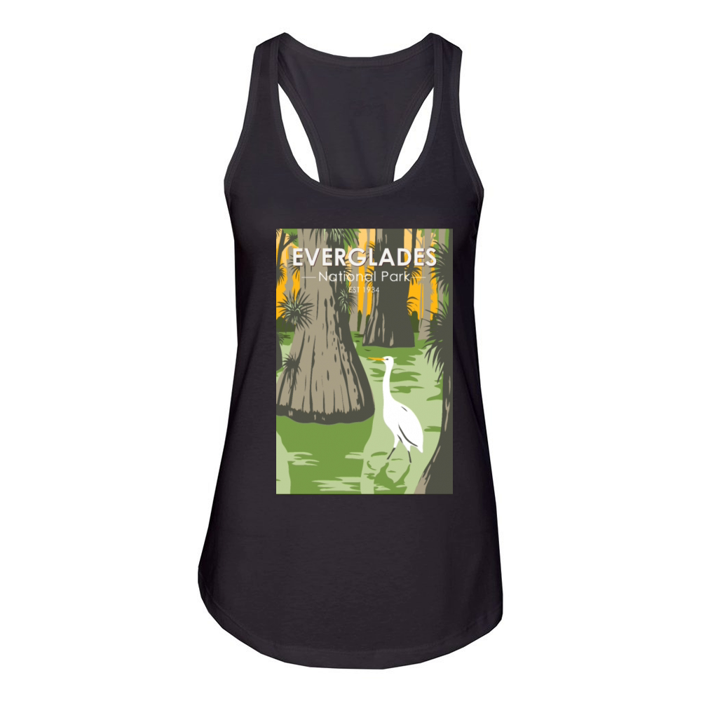 Everglades National Park Florida Egret Vintage Women's Racerback Tank