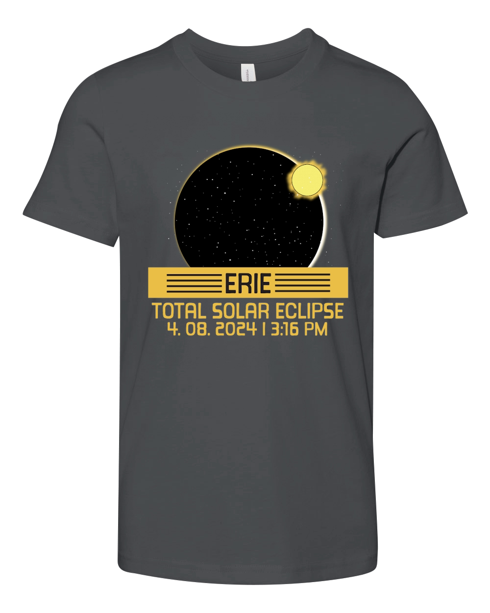 Erie Total Solar Eclipse 4.08. 2024 Youth Unisex Jersey Tee