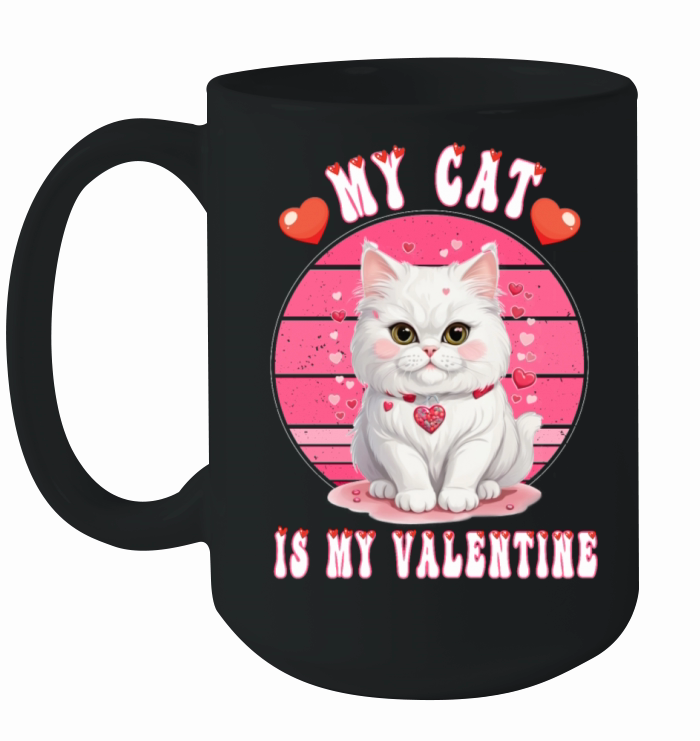 My Cat Is My Valentine Kitty Ears Cute Hearts Ceramic Mug