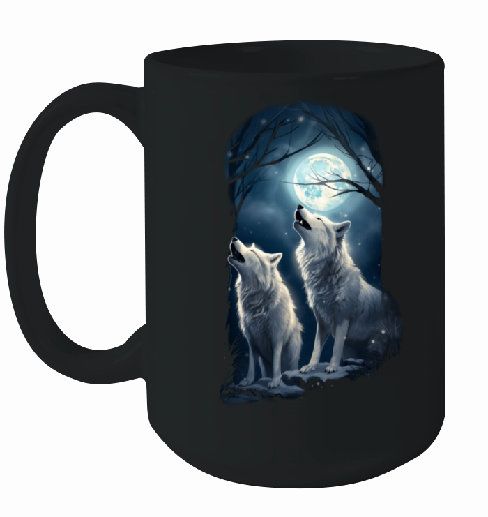 Wolf Moon White Wolf Lover Gift Ceramic Mug