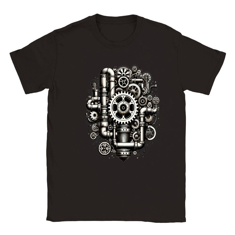 Steampunk design with gears and pipes Classic Kids Crewneck T-shirt