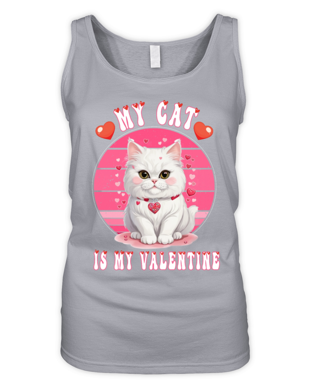 My Cat Is My Valentine Kitty Ears Cute Hearts Organic Women's Tank Top