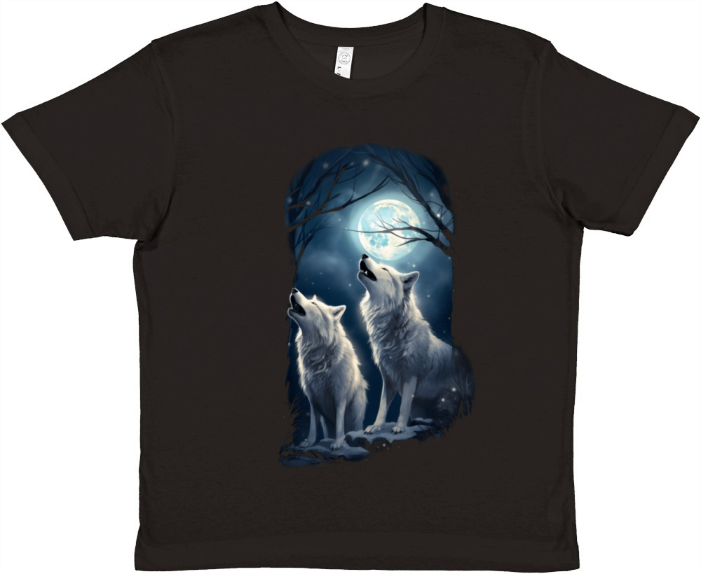 Wolf Moon White Wolf Lover Gift Premium Kids Crewneck T-shirt