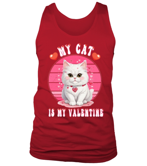 My Cat Is My Valentine Kitty Ears Cute Hearts Tank Top Unisex