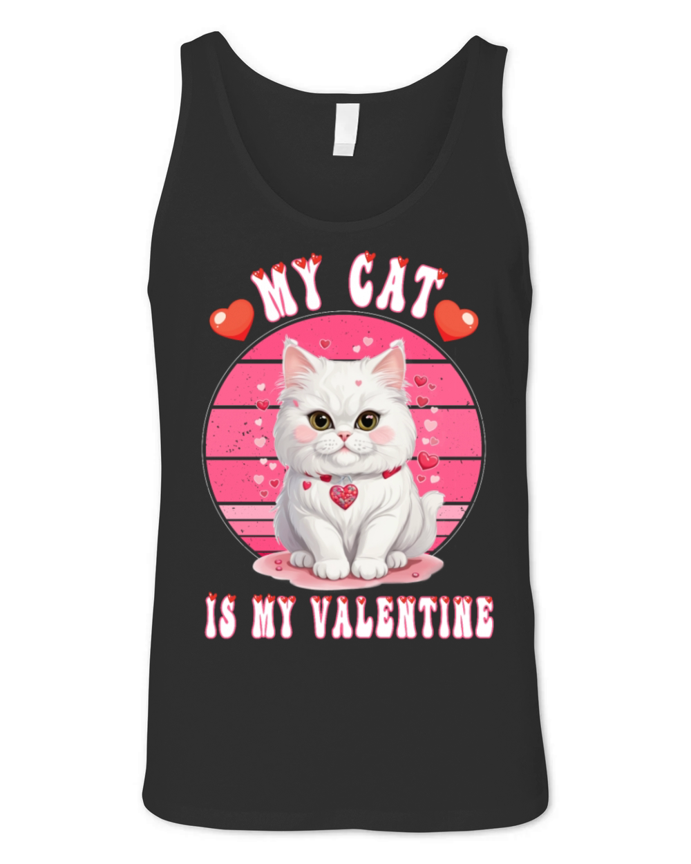 My Cat Is My Valentine Kitty Ears Cute Hearts Unisex Jersey Tank