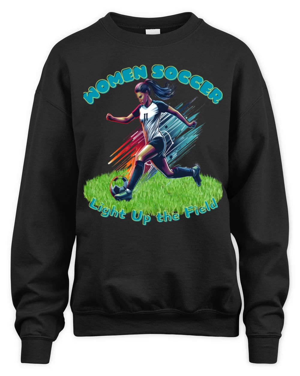 Light Up the Field Womens Soccer Silhouette Unisex Premium Crewneck Sweatshirt