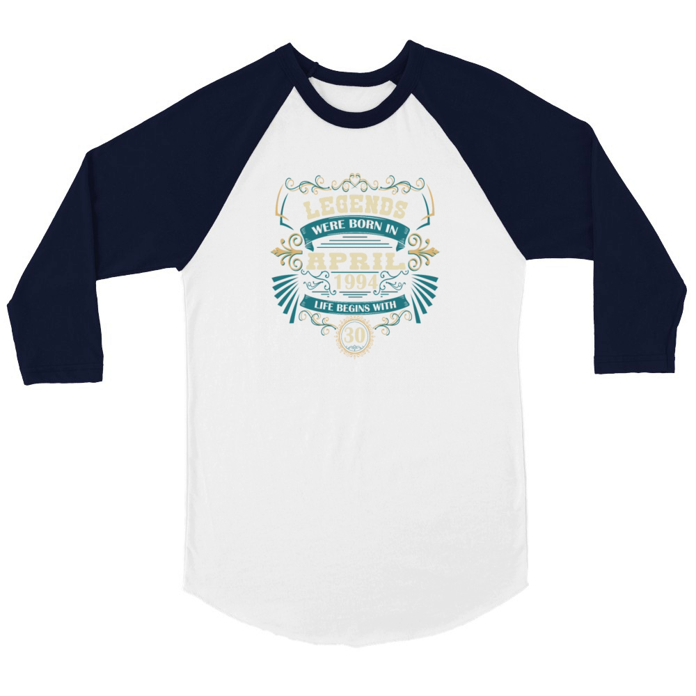 April 1994 April Vintage Birthday Unisex ¾ sleeve Raglan T-shirt