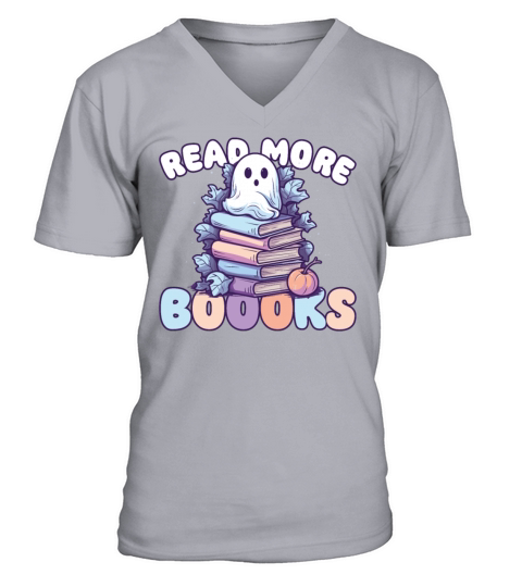Groovy Read More Boooks Ghost Halloween V-Neck T-shirt
