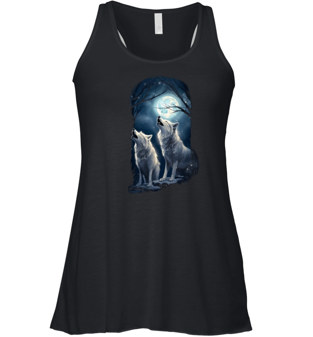 Wolf Moon White Wolf Lover Gift Women's Flowy Tank Top