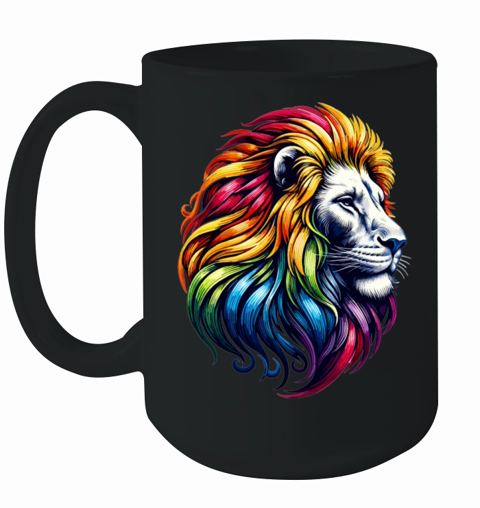 Leo Zodiac Vibrant Rainbow Animal Symbol Ceramic Mug