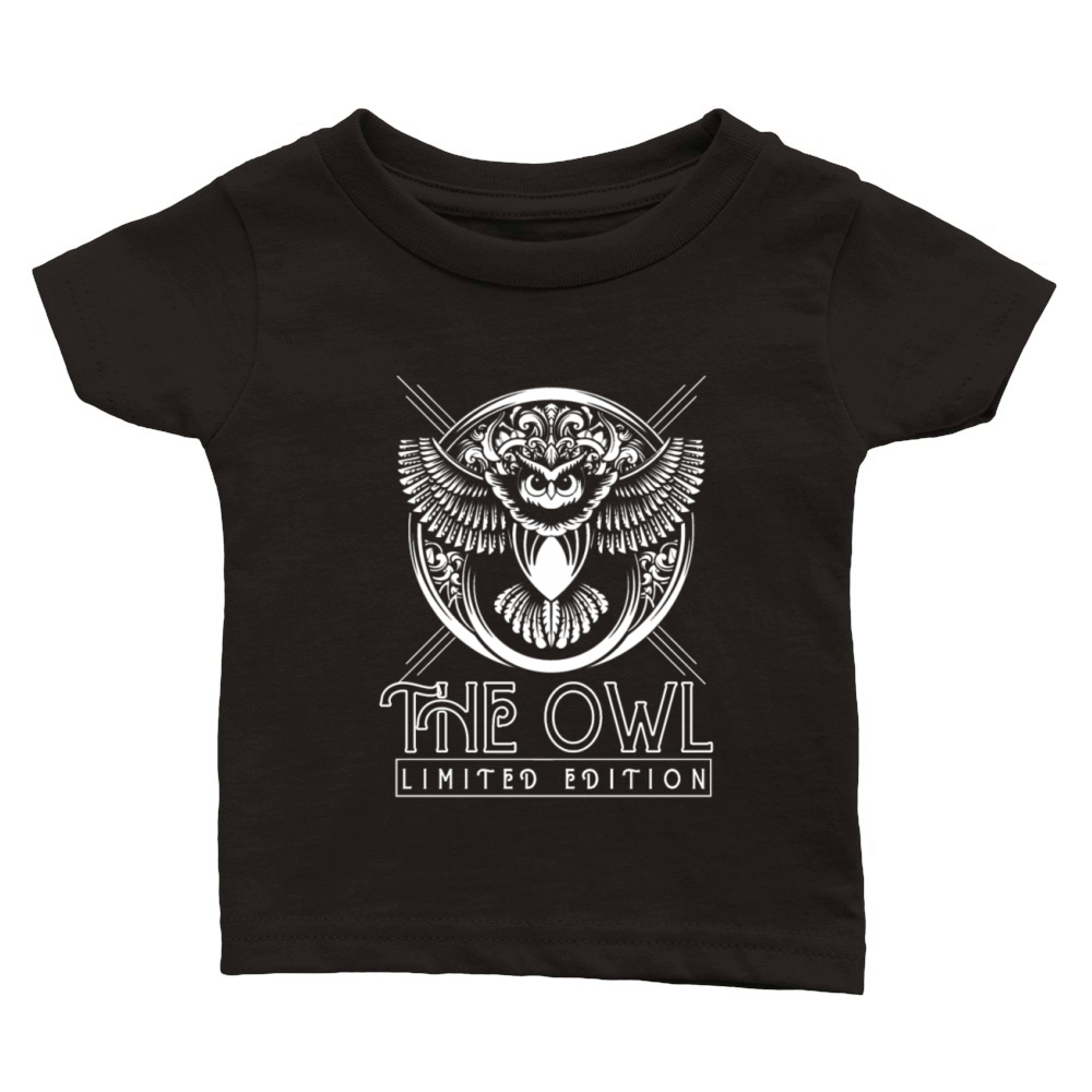 Elegant Owl White Logo Classic Baby Crewneck T-shirt