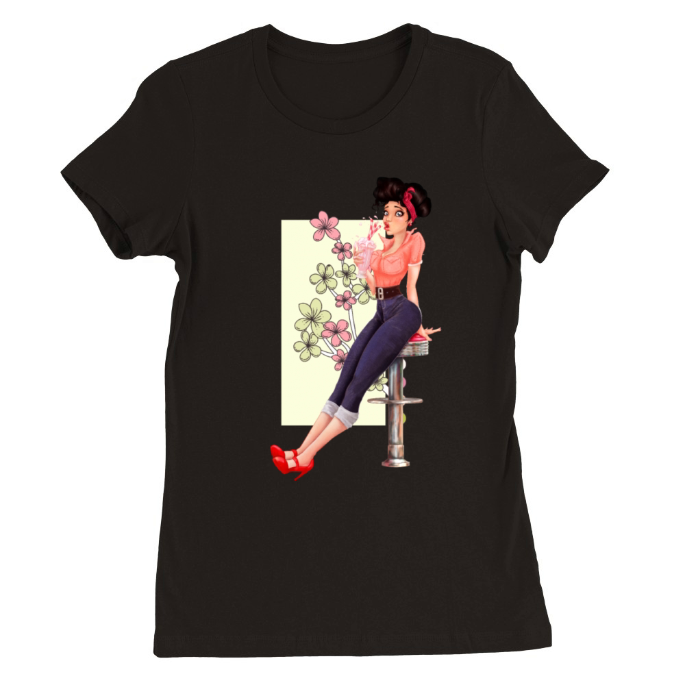 Retro Girl Premium Womens Crewneck T-shirt