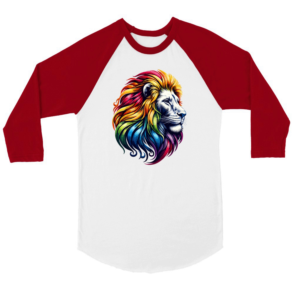Leo Zodiac Vibrant Rainbow Animal Symbol Unisex ¾ sleeve Raglan T-shirt