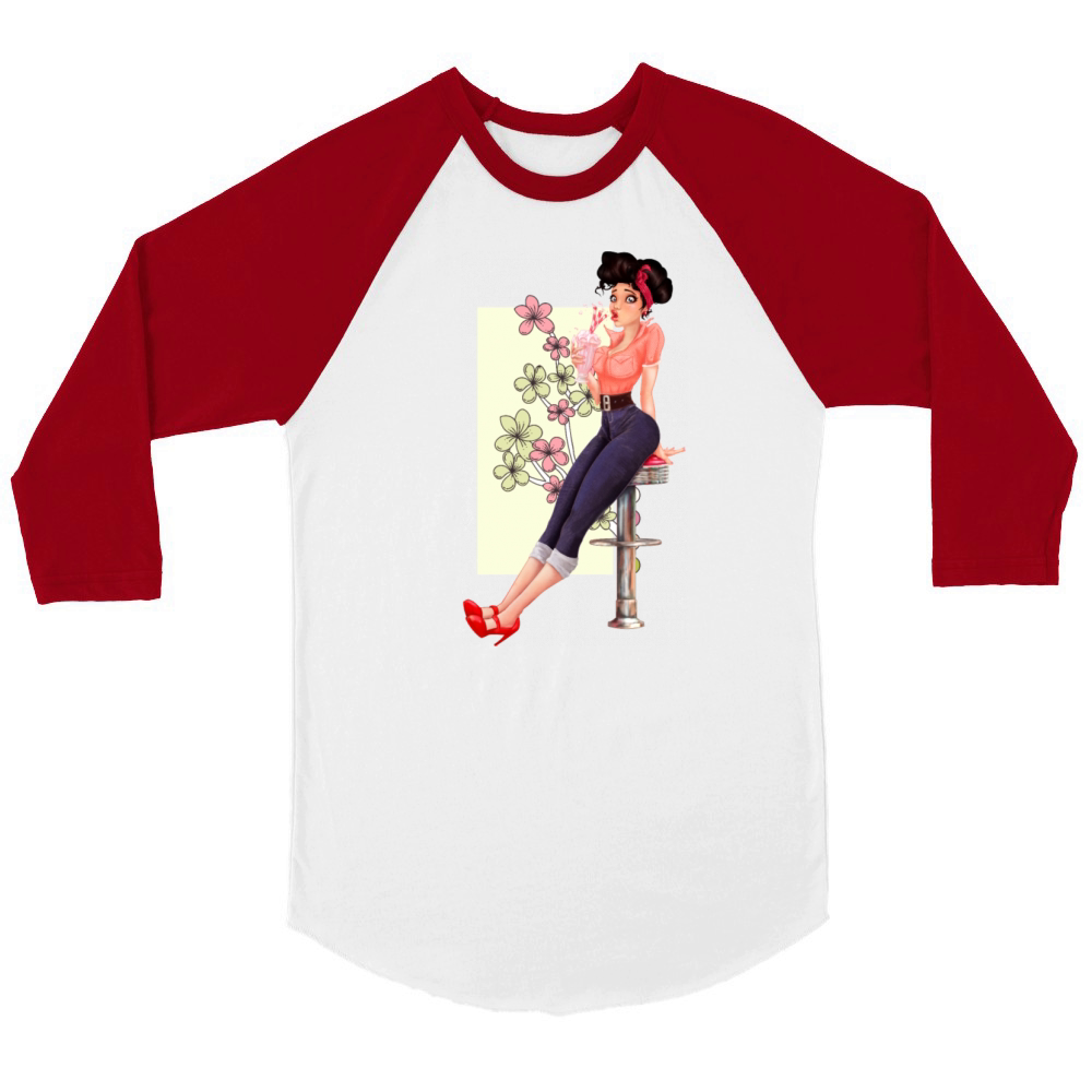 Retro Girl Unisex ¾ sleeve Raglan T-shirt