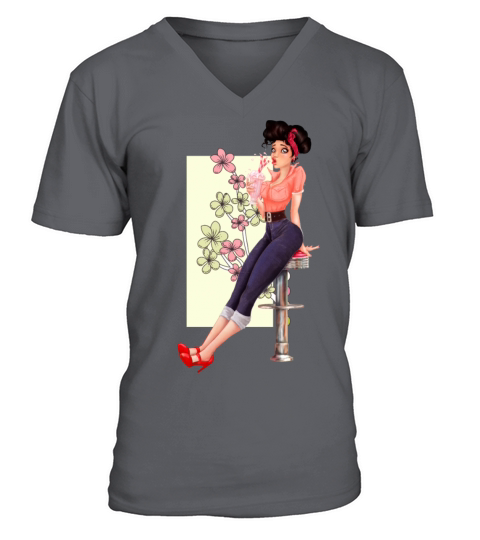 Retro Girl V-Neck T-shirt