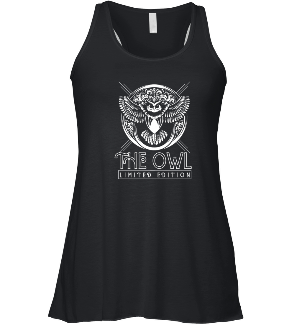 Elegant Owl White Logo Women's Flowy Tank Top