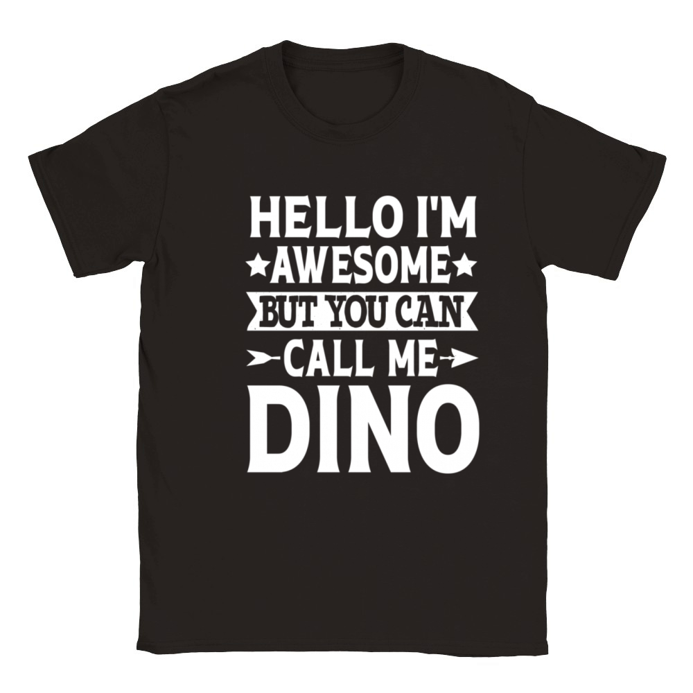 Dino First Name Hello IM Awesome Call Me Dino Classic Kids Crewneck T-shirt