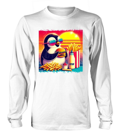 Vintage Penguin in Retro Sunset Dining Long sleeved Unisex